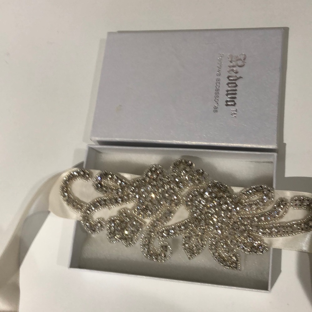 Satin and rhinestone belt